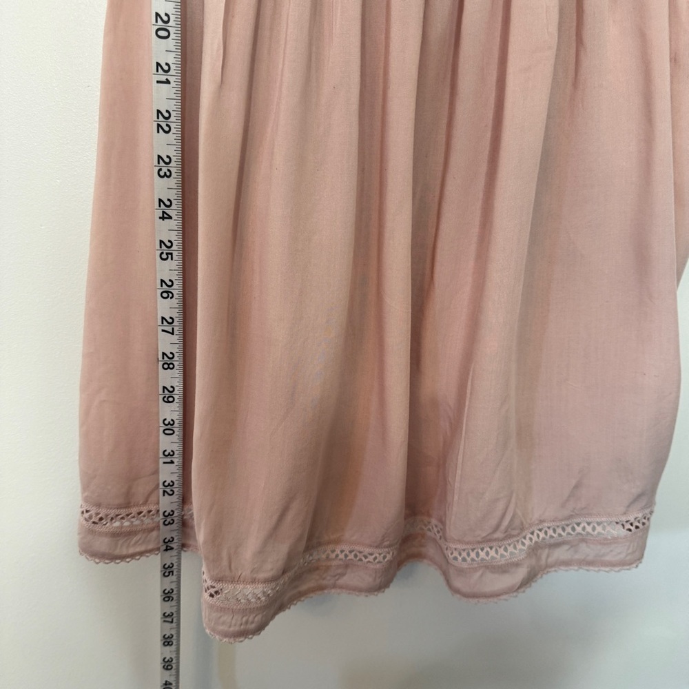 Aritzia Wilfred Leone Slip Mini Dress Pink La Boheme Crochet Pintuck Sz S - Picture 8 of 16